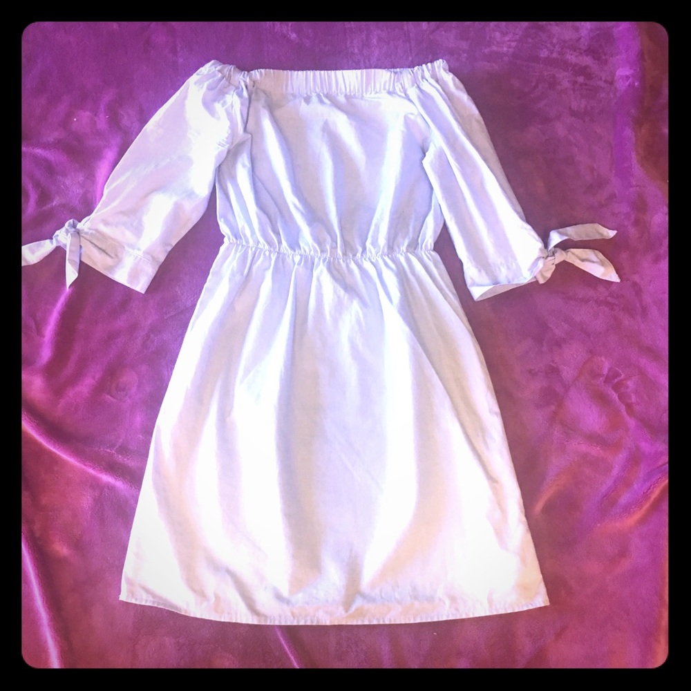 H&M light blue off the shoulder dress